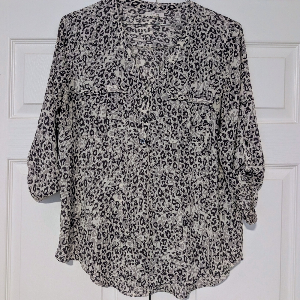 Maurices Black and White Leopard Print Blouse